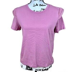 Zara light pink top women crew neck short sleeve top size L